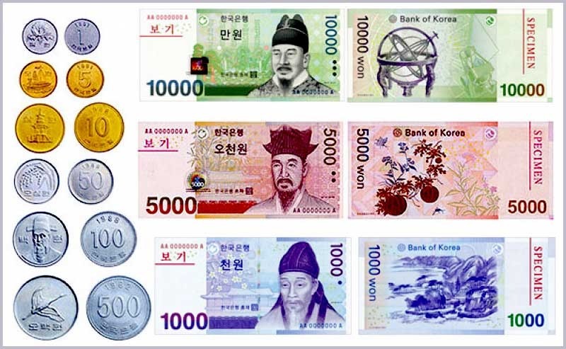 Các loại mệnh giá tiền Hàn Quốc phổ biến hiện nay
