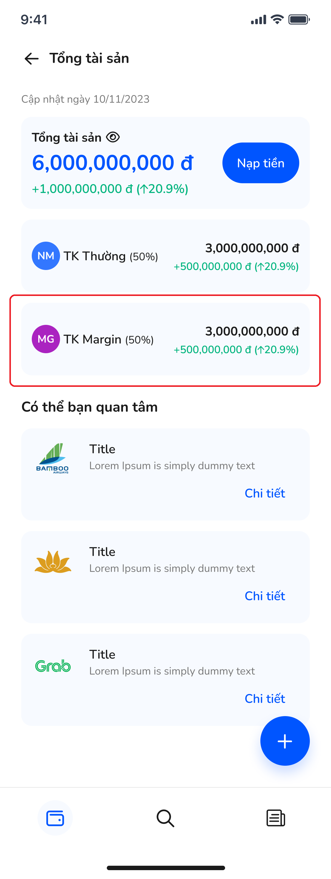 Lựa chọn tài khoản Margin