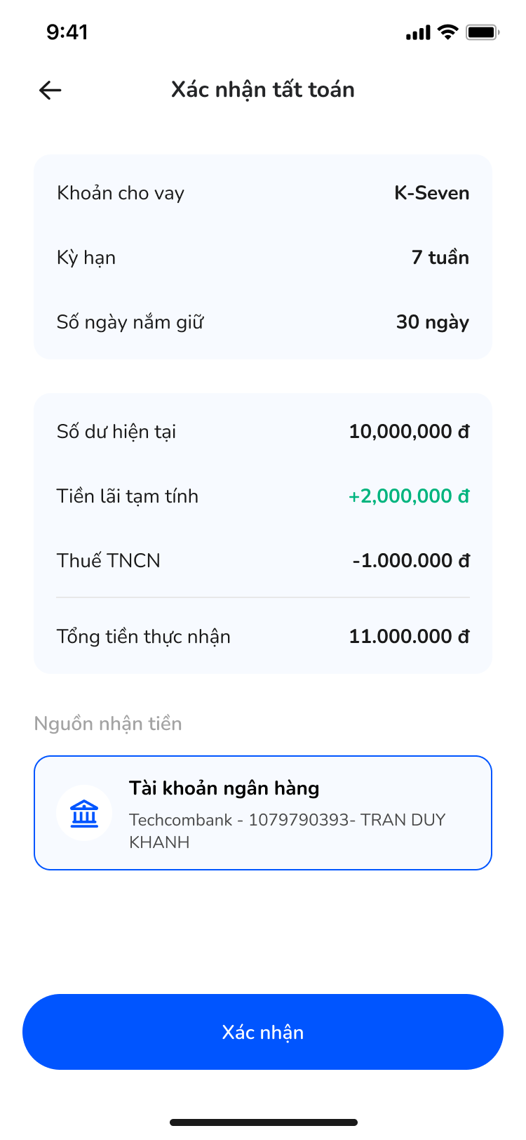 Xác nhận tất toán