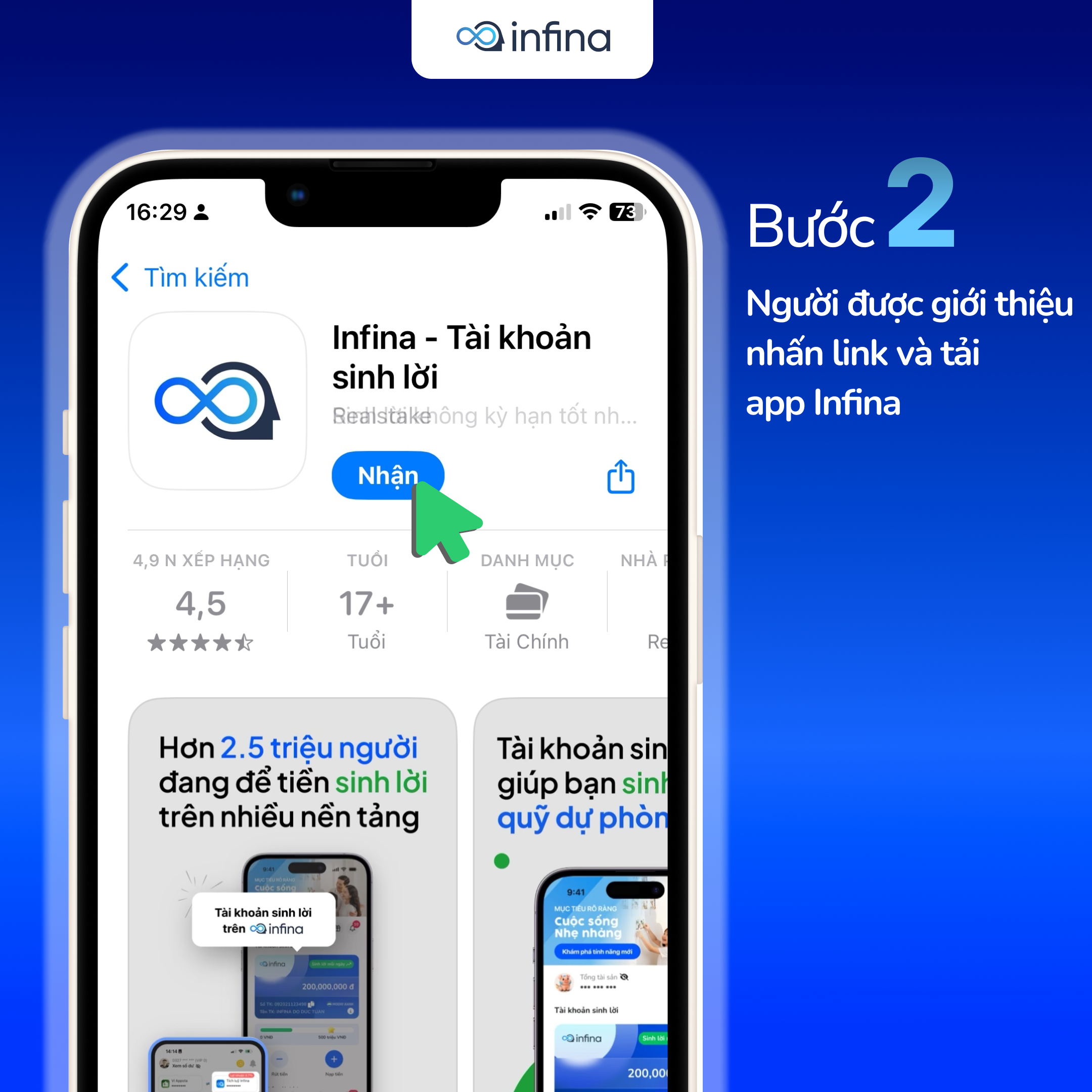 Người được giới thiệu tải app Infina