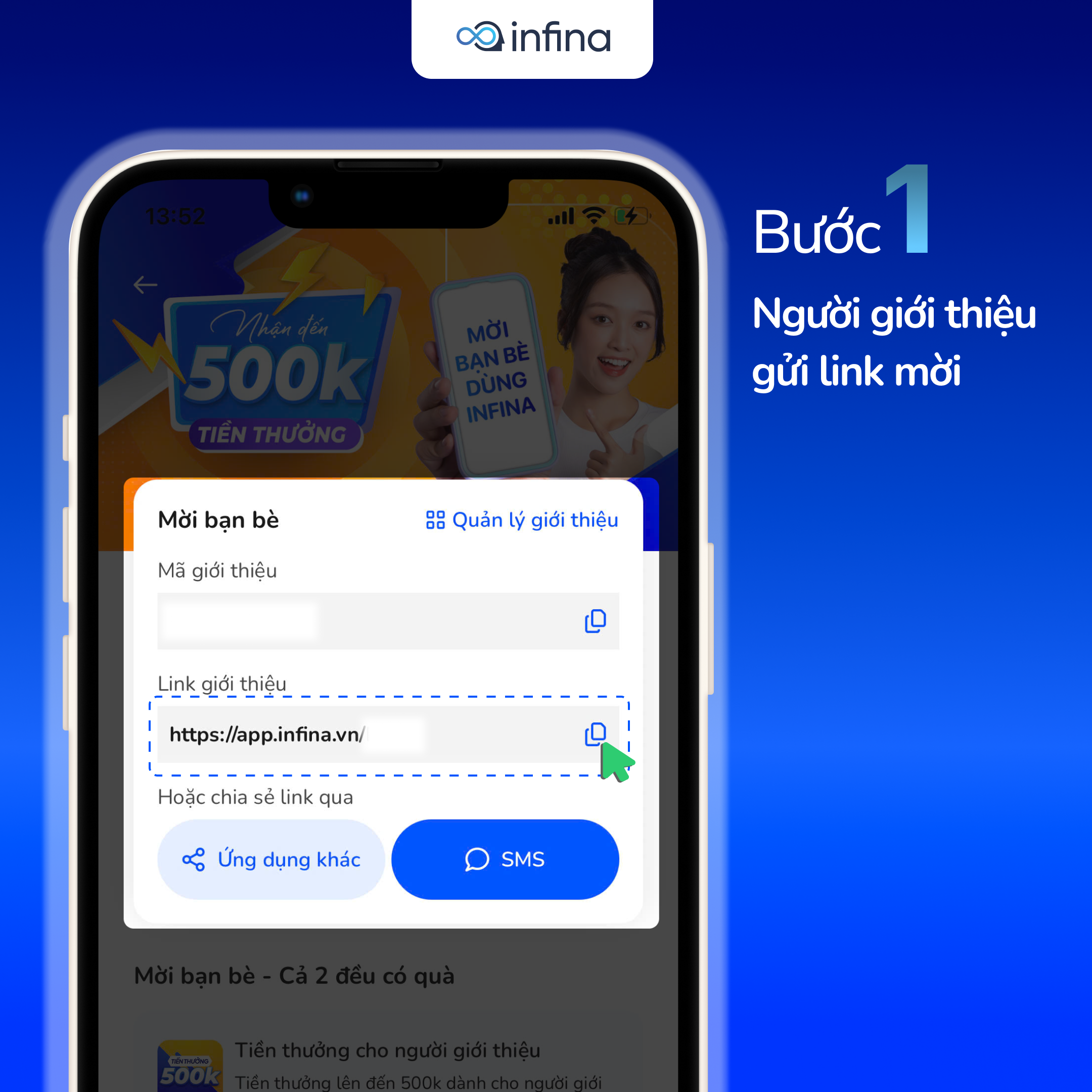 Người giới thiệu gửi link mời